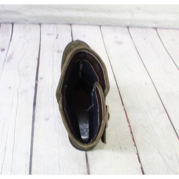 Aquatalia Olive Green Suede Quilted WP Mid Calf Pull on Boots US 6 - Picture 5 of 10